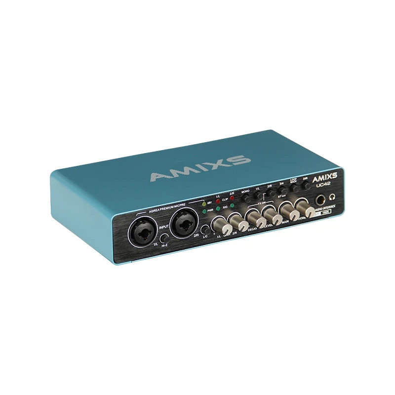 AMIXS UC42 Audio Interface for Recording Computer Free Drive USB External Sound Card for Pc Audio Equipment Professional Video,audio interface