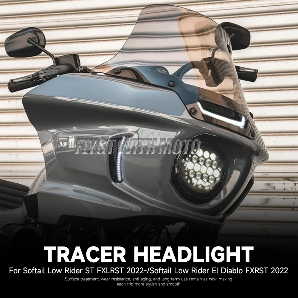 Harley Softail Low Rider ST El Diablo FXRST FXLRST 2022-2024 용 새 화이트 트레이서 헤드 라이트 벤트 액센트 LED