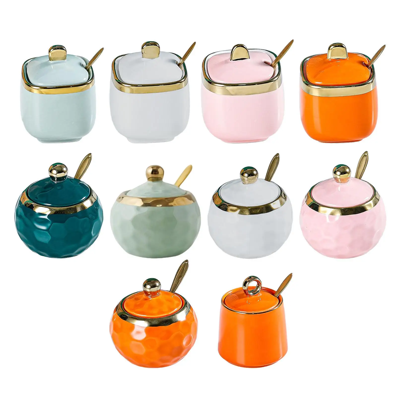 Porcelain Sugar Bowl ceramic condiment pot Ceramic Condiment Pot for Restaurant Countertop Kitchen
