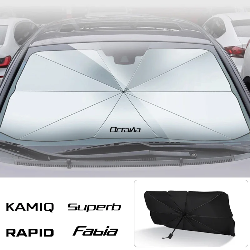 Car sun protection windshield sunshade Skoda Octavia Fabia Rapid Superb Kodiaq Scala Karoq Citigo Kamiq Roomster Enyaq car sunshade
