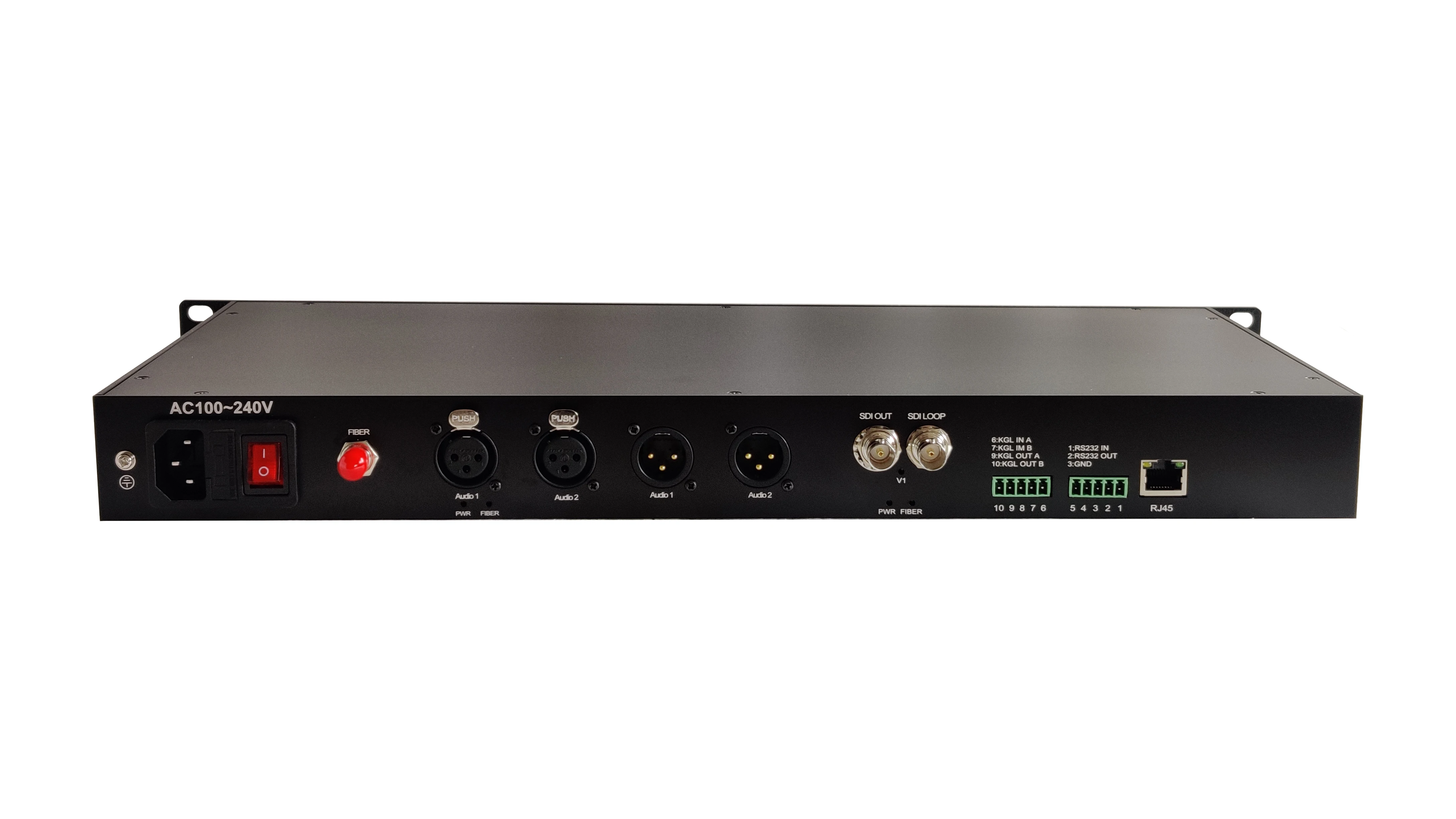 1 Channel Bidirectional SDI Over Fiber Extender with Audio and Ethernet Transmitter and Receiver