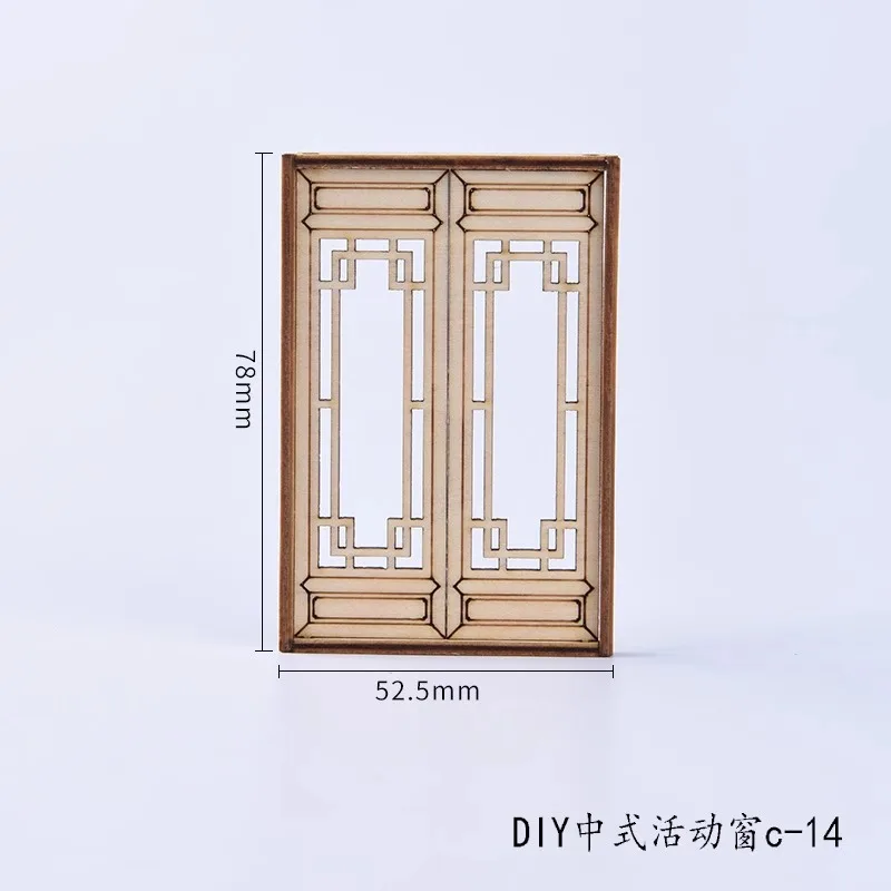 2pcs/4pcs Dollhouse Window Grid Frame Construction Material Chinese Furniture Model Building Miniature Decorative Wooden Craft 4