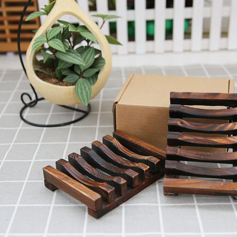 Soap Holder Soap Box Natural Wooden Bath Creative Fashion Tray Wooden Prevent Mildew Drain Box Kitchen Bathroom Washroom Tools soap holder