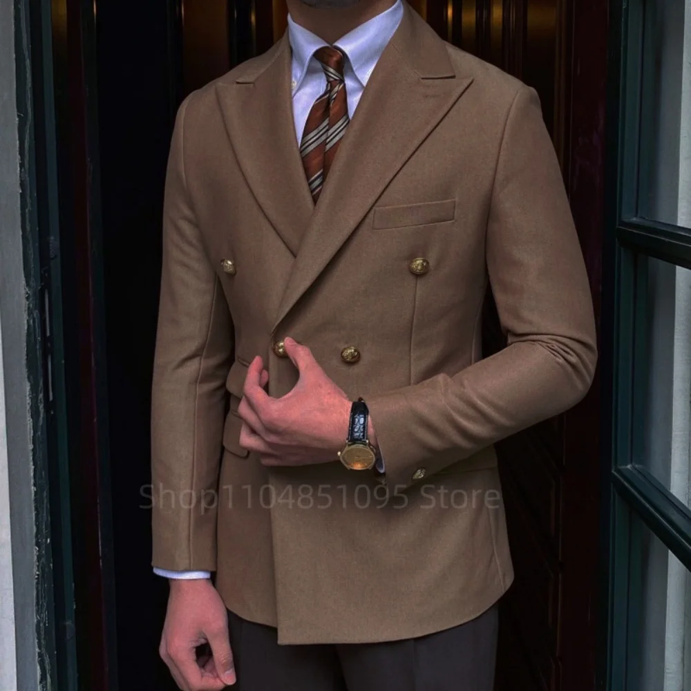 Blazer de manga larga para hombre, chaqueta ajustada de negocios, prendas de vestir informales de marca, Color sólido, 2023