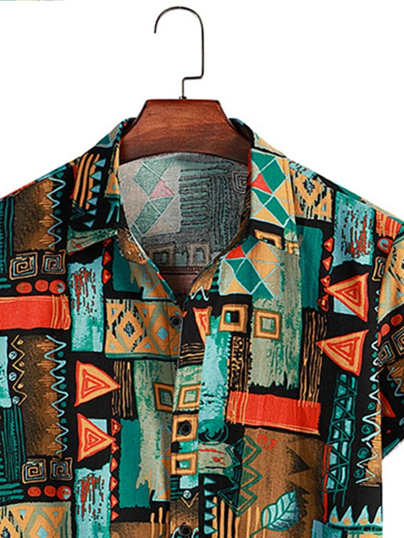 2024 Men's Fashion Retro Printed Short Sleeved Shirt Men's Hawaiian Printed Shirt