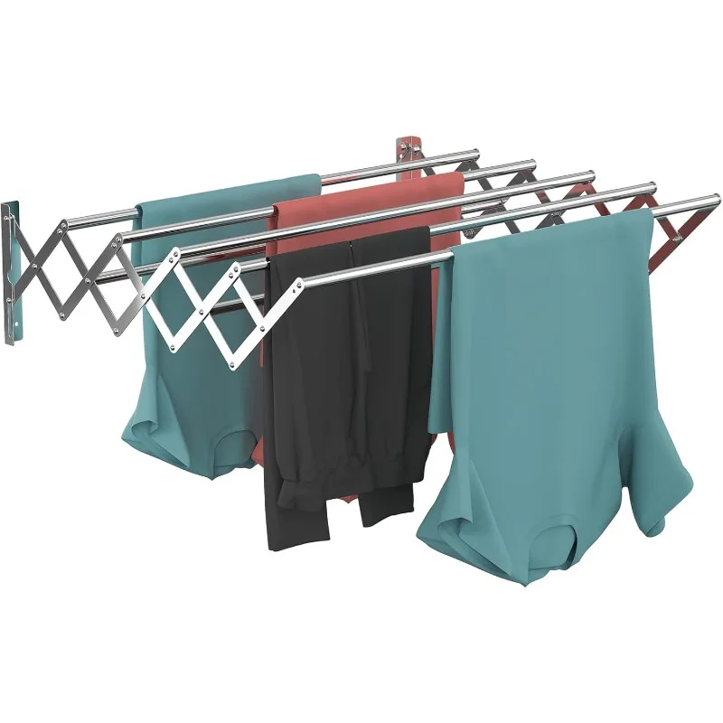 Wall Mounted Clothes Drying Rack,Stainless Steel Foldable Drying Rack for Laundry Room/Bathroom Tower，Easy