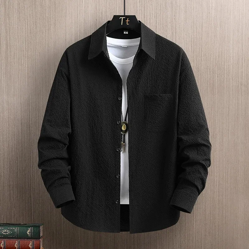 Men Casual Shirts For Daily Wear Smart Casual Single Breasted Full Sleeve Solid Color Turn Down Collar Spring And Autumn - 5