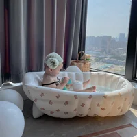 Baby PVC inflatable bathtub/Love Bear foldable bathtub Children automatically press inflatable bath basin