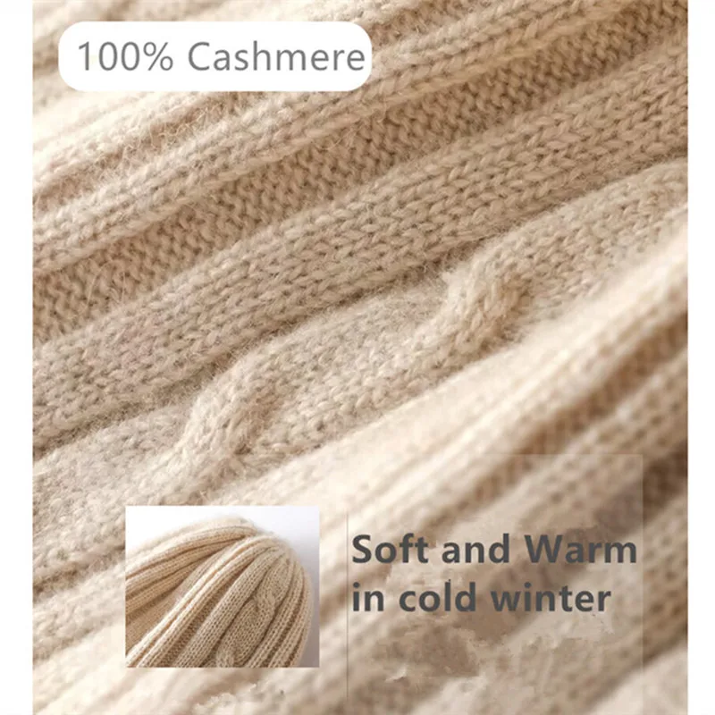 Sparsil 100% Pure Cashmere Beanies for Women Winter Double-sided Wearable Bonnet Warm Thick 2 Layer Twisted Beanie y2k Skullies 6