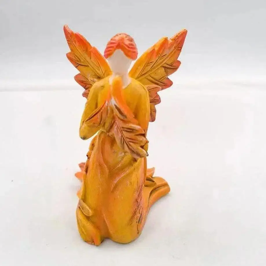 1 Pcs Autumn Maple Leaf Prayer Angel Resin Crafts Thanksgiving Home And Courtyard Decoration Ornaments