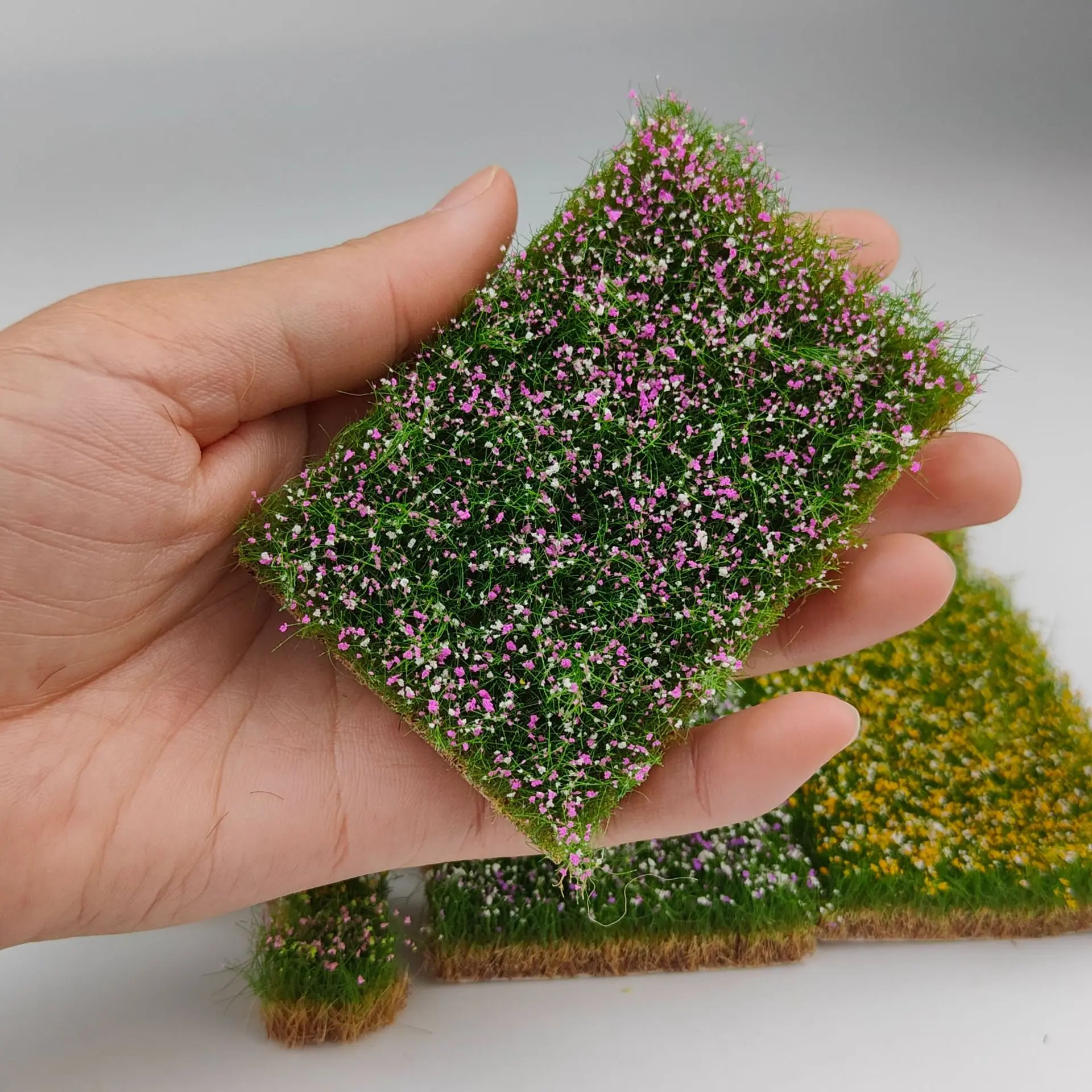 Miniature Colorful Flower Cluster Static Grass Tufts for Diorama and Model Layouts