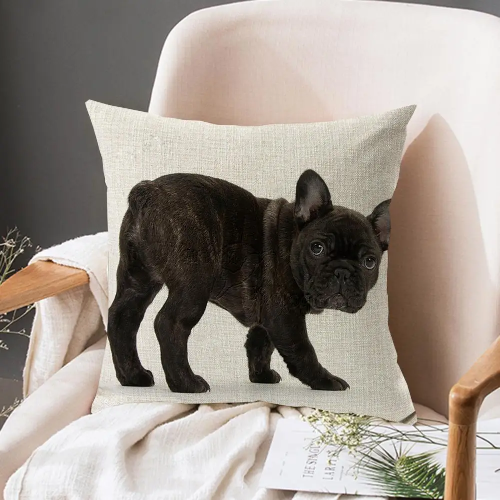 

High-quality Fabric Pillowcase Durable Throw Pillow Protector Dog Print Throw Pillowcase with Hidden Zipper Washable for Home