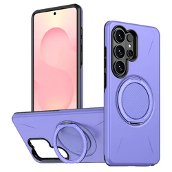 360° Rotating Metal Magnetic Car Holder Phone Case - Hard PC + Soft TPU - Galaxy S23 Ultra (PURPLE)