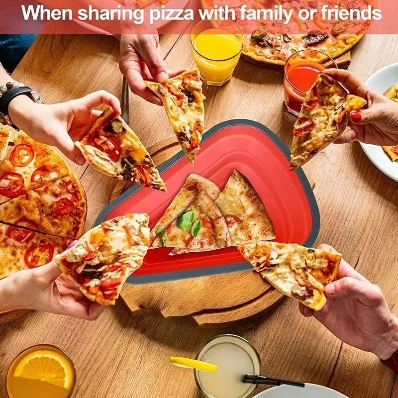 Silicone Foldable Pizza Box Reusable Multifunction Food Grade Triangle Pizza Keeper Container for Kitchen Preservation Box
