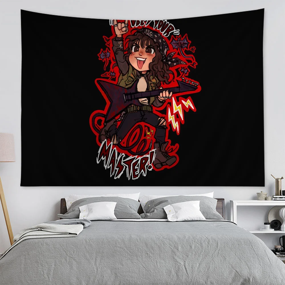 thumbnail image 1 of Stranger Things E-Eddie M-Munson Printed Large Wall Tapestry Indian Buddha Wall Decoration Witchcraft Bohemian Decor Blanket, 1 of 5