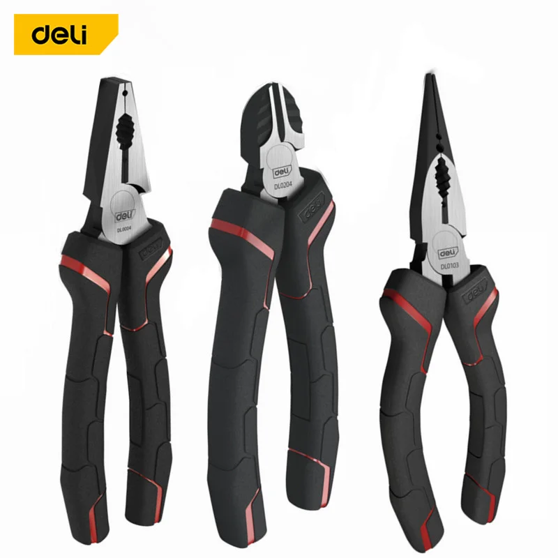 

Deli 6'' Combination Electricians Pliers Set Wire Cutter Diagonal Long Nose Pliers Multifunction Repair Tool Kit Home Hand Tools