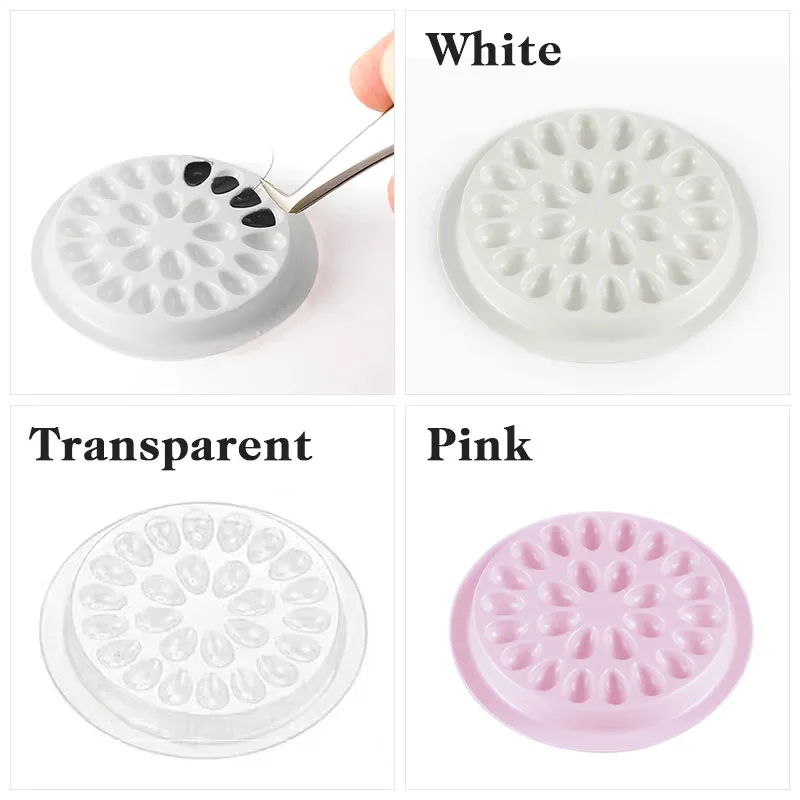 Eyelash Glue Holder 100pcs Plastic Glue Gasket Adhesive Pallet Eyelash Extension Pads Flower Shape Makeup Tool