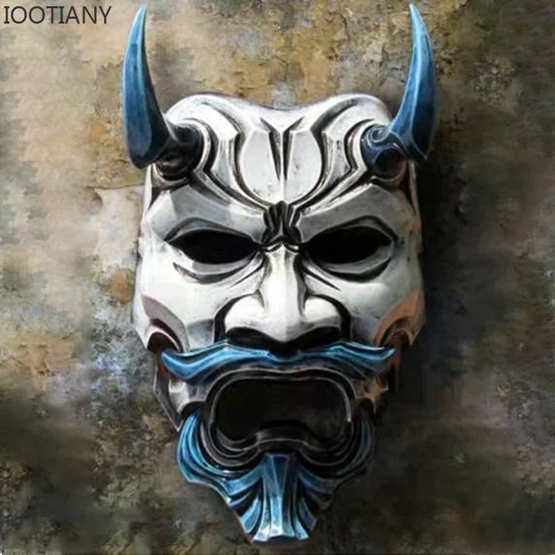 

2023 Latex Samurai Mask Japanese Cosplay Masks Soft Horror Rubber Anime Face Masques Halloween Costumes Props Carnival Mascaras