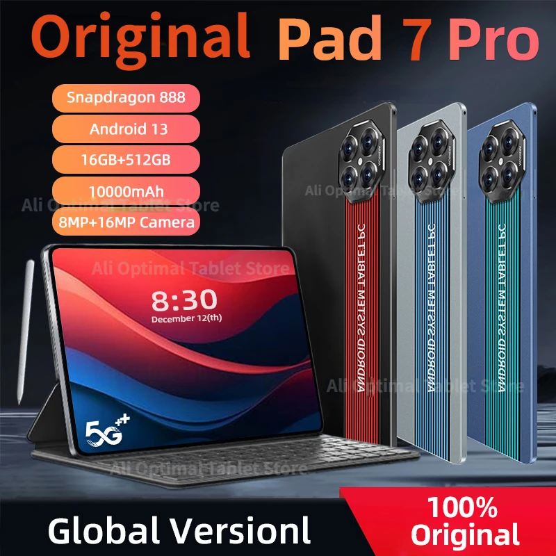 

2024 Newest Original Global Snapdragon 888 Pad 7 Pro Tablets PC Android 13 Octa Core 16GB 512GB 11Inch HD 4K Screen 5G Wifi Tab