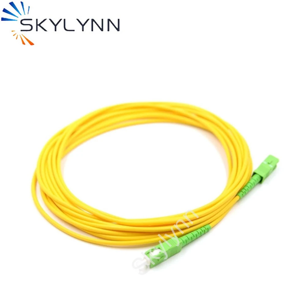 프로모션 광섬유 패치 코드, 노란색 LSZH 재킷 포함, SC, APC-SC, UPC SM, G652D, SX, 3.0mm 직경 케이블, 2 미터, 50 개