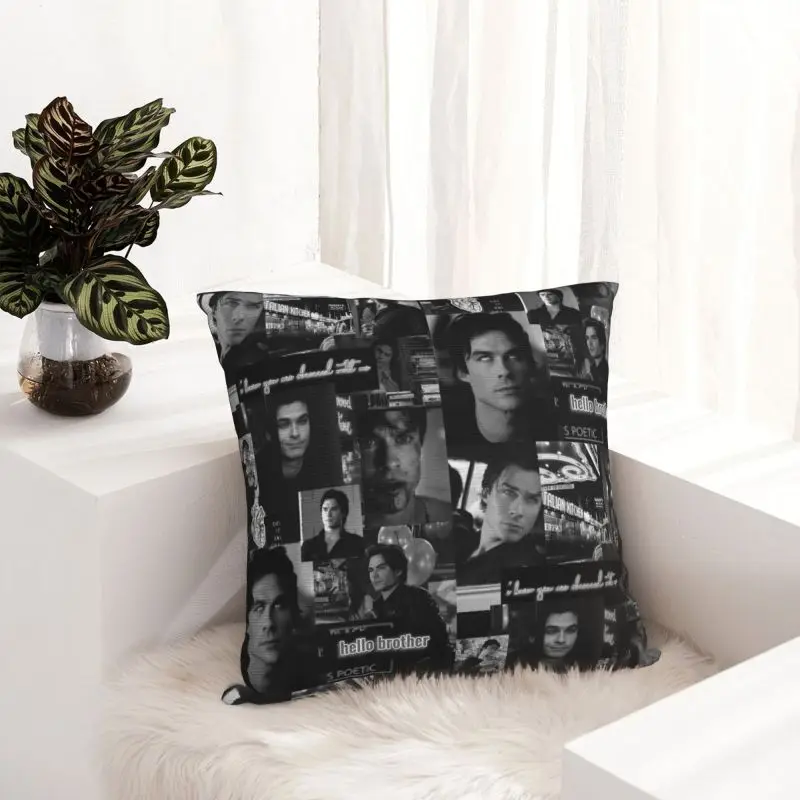 데이먼 살바도르 뱀파이어 다이어리 베개 케이스 55x55cm 장식, 홈 공포 TV 쇼 현대 쿠션 커버 자동차 베개 케이스
