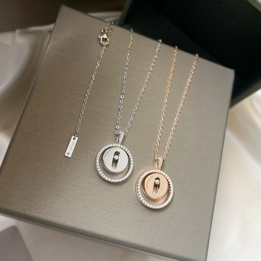 S925 sterling silver circular rotatable plaque, fashionable couple symbol necklace, Chinese temple lighting wishes for peace