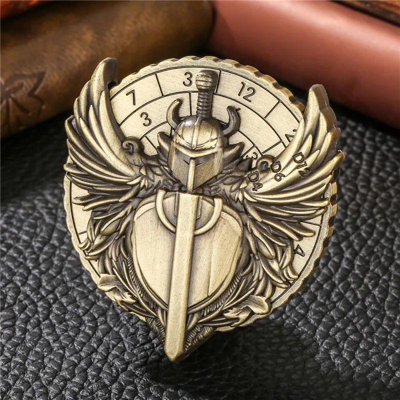 Cool Fighter Design Metall-Würfelspinner, 7-in-1-Würfel, drehbare rotierende Rolle für Rollenspiele, Gaming-Zubehör, Hochzeitsgeschenkset, Tasche – Detail 5