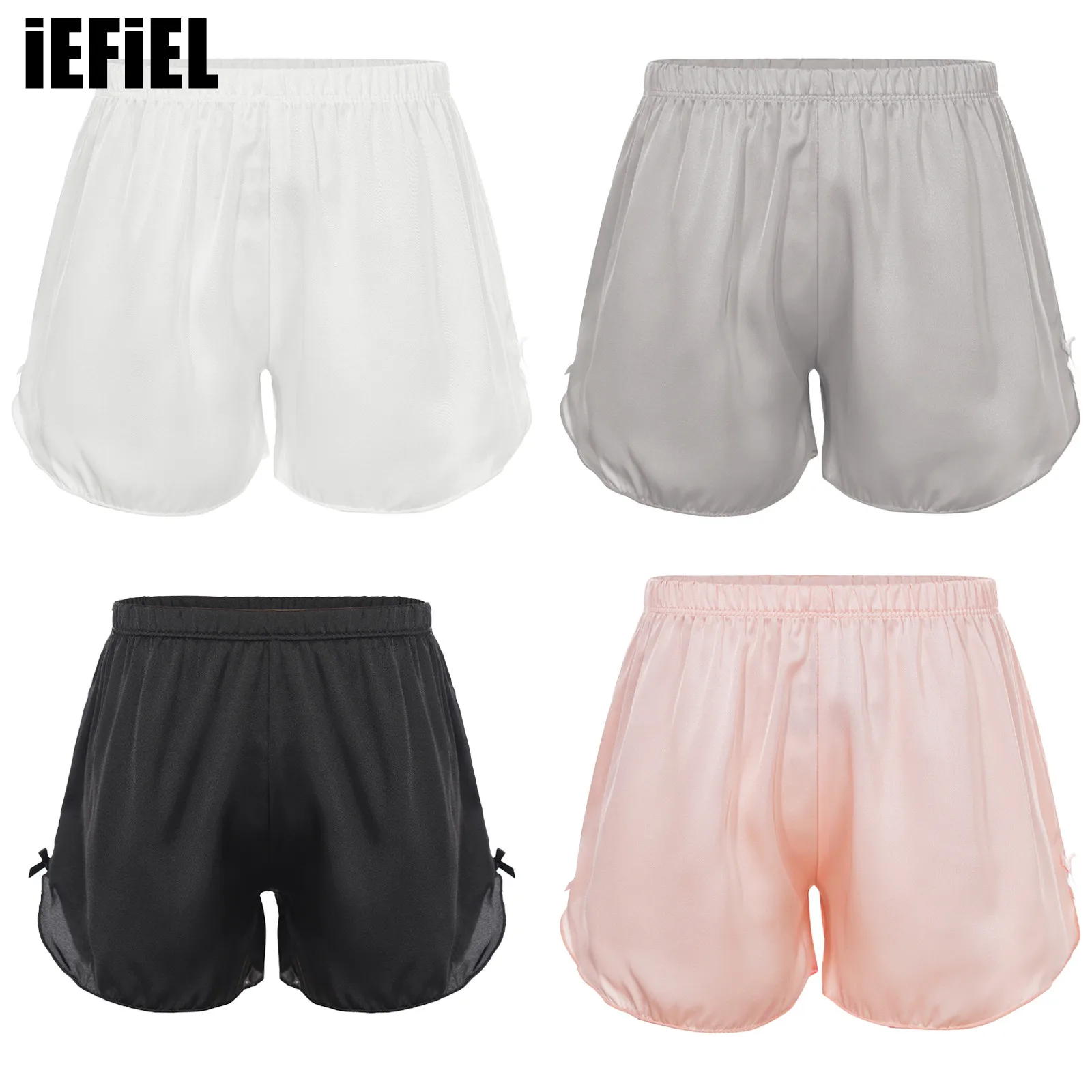 

Kids Girls Smooth Satin Shorts Solid Color Elastic Waistband Underpants Pajama Bottoms Nightwear Sleepwear Loungewear