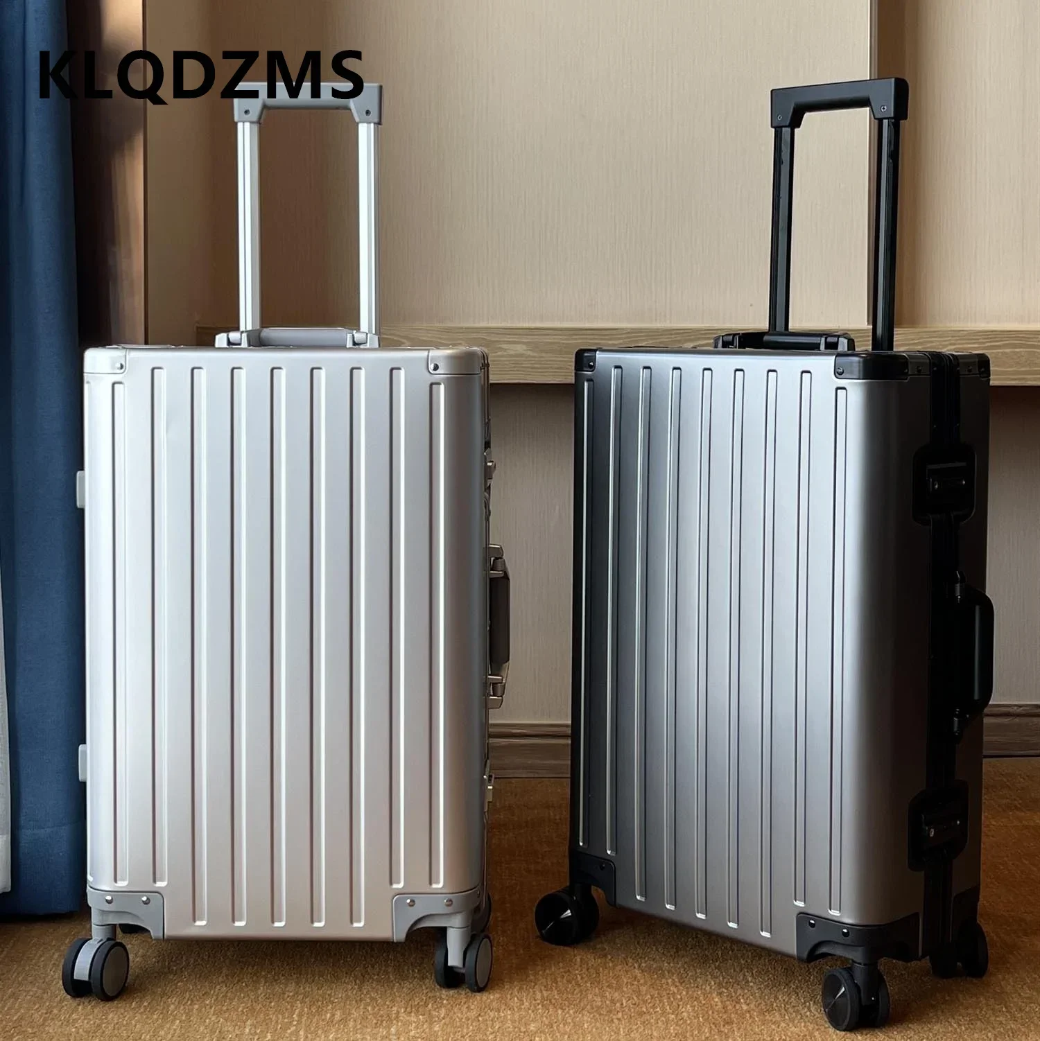 

KLQDZMS Suitcase 20" Men's Business Boarding Box 24"26"28 Inch All Aluminum Magnesium Alloy Trolley Case Carry-on Travel Luggage