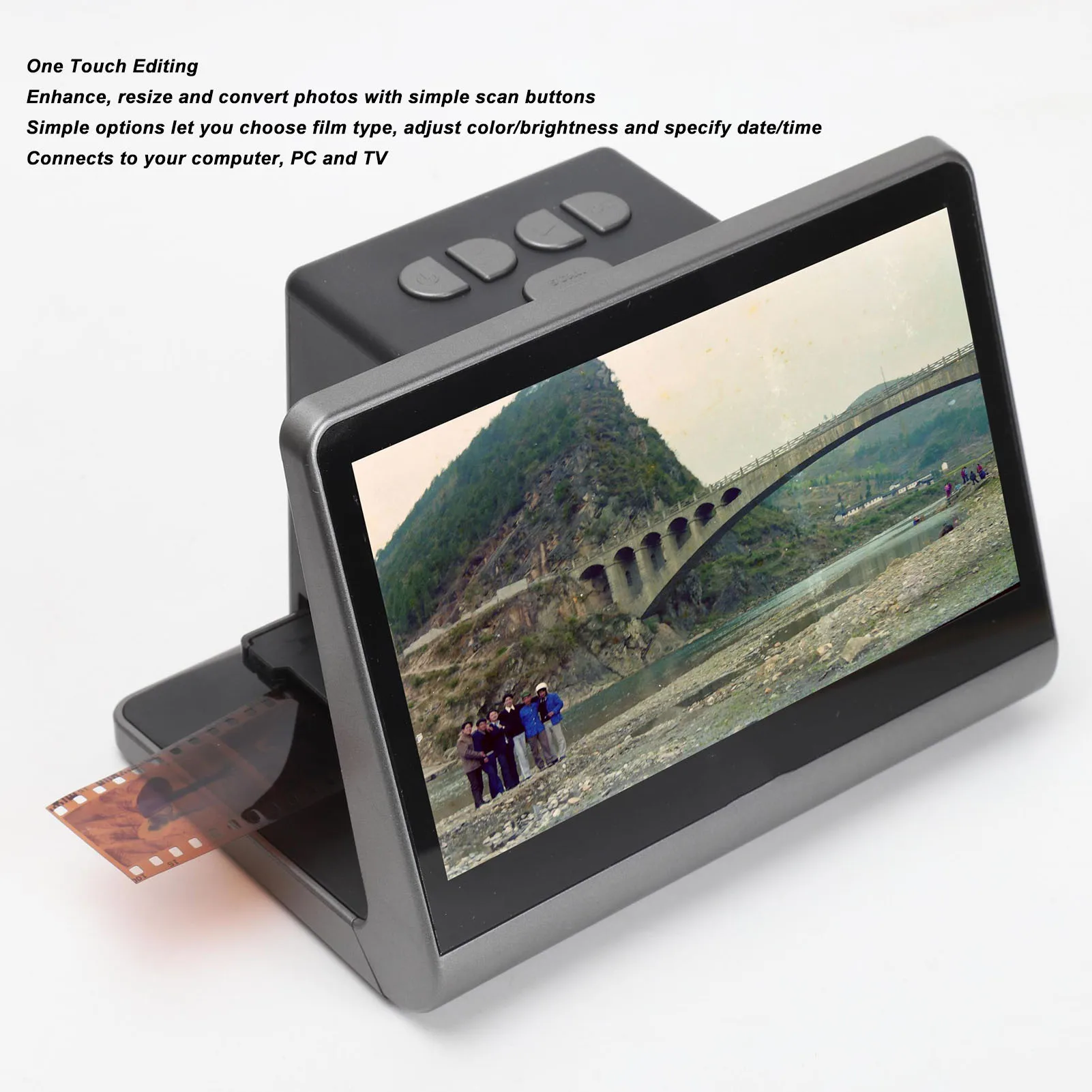 48MP Electronics Slide Scanner with 7in HD Screen Converts 135/126/110 Films Negatives to JPEG 16GB Storage 5V Adapter