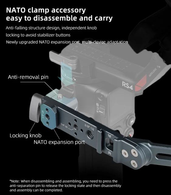 SMALLRIG NATO Clamp Con Attacco A Freddo Per Gimbal DJI RS 4 Mini, RS 4, RS 4Pro, RS 3 Mini, RS 3, RS 3 PRO, RS 2, RSC 2 - Modello 3025 - Foto 4