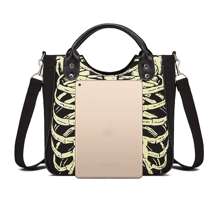 Women's Skull Print Shoulder Bag, Large Capacity Tote Handbag_voghion.com