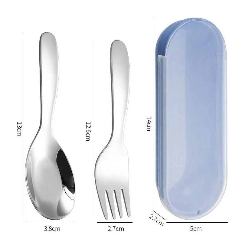 1/2Pcs Kids Fork Spoon Kit Stainless Steel Dessert Spoons Fruit Forks Cutlery Set with Storage Case For Travel Outdoor Camping