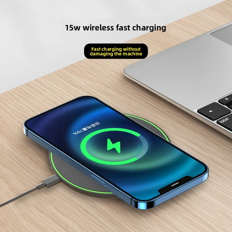 Ultra-Thin round 15W Wireless Phone Charging Pad Fast Induction Charger Universal Countertop Gift for Smartphones