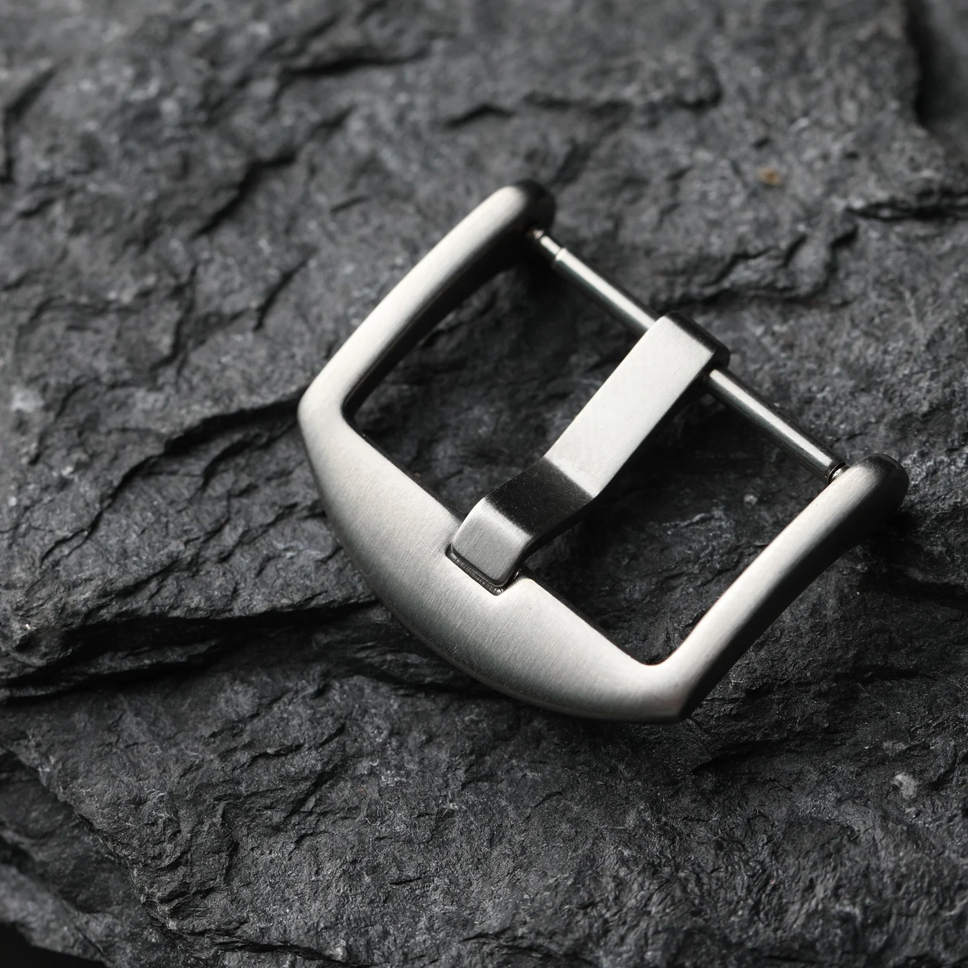 Premium Stainless Steel & Black Titanium Buckle with Genuine Leather Watch Strap - Silver/Black