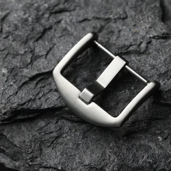 Premium Stainless Steel & Black Titanium Buckle with Genuine Leather Watch Strap - Silver/Black - 24mm (B Silver buckle)