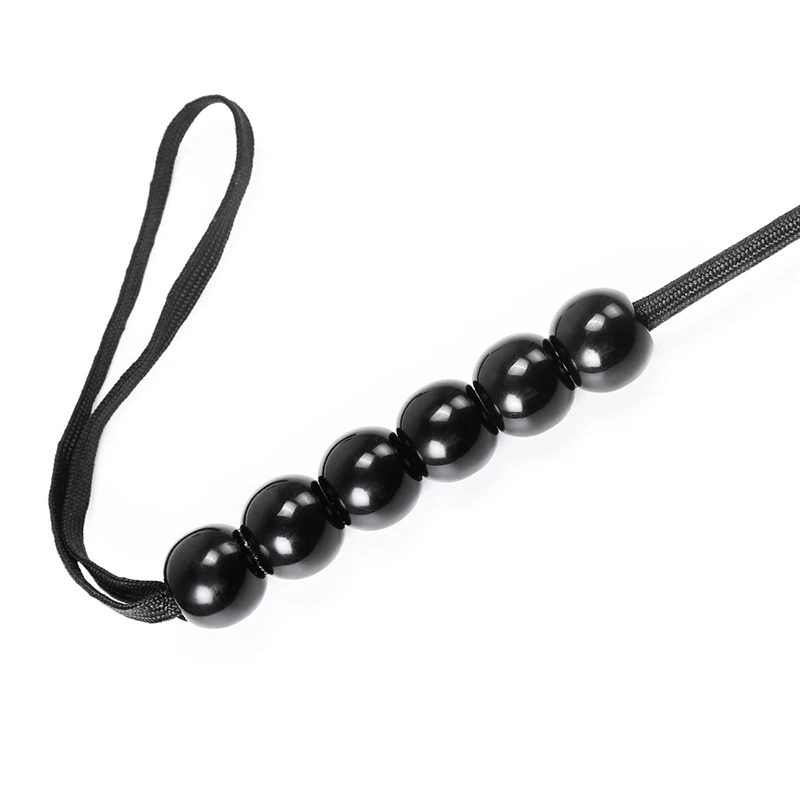 48.5cm Six Beads Handle Silicone Tassels Top Long Straight Whip Riding Crop Flogger Paddle Slapper Horse Training Dressage Whips 5