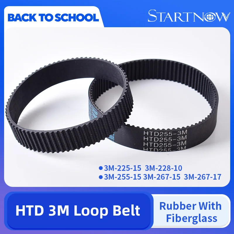 Startnow HTD 3M Rubber Closed Loop Timing Belt Transmission Belts 3M-225-10 Perimeter 255mm 384 Width 8 9 10 15 17mm rubber belt transmission drive belt synchronous belt