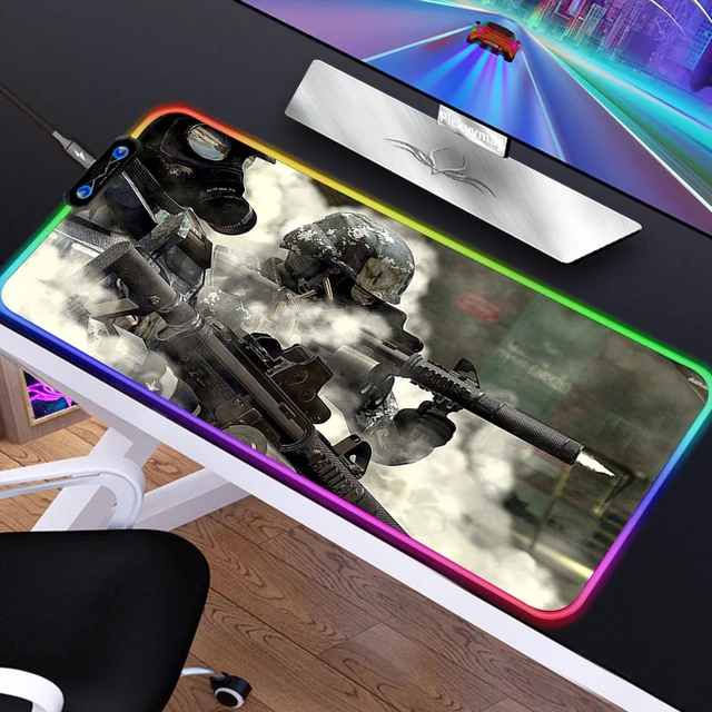 Tapis de souris de jeu Call of Duty Warzone RGB, grand tapis de souris,  tapis de clavier, tapis de bureau, caoutchouc, LED No-ald, polymères de  souris