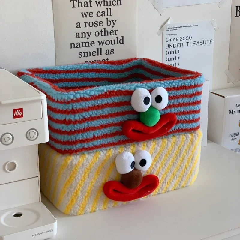 Children's Storage Baskets Fabric Cute Striped Design Sundries Funny Joker Storage Basket Gift with Handle Home Decoration 3