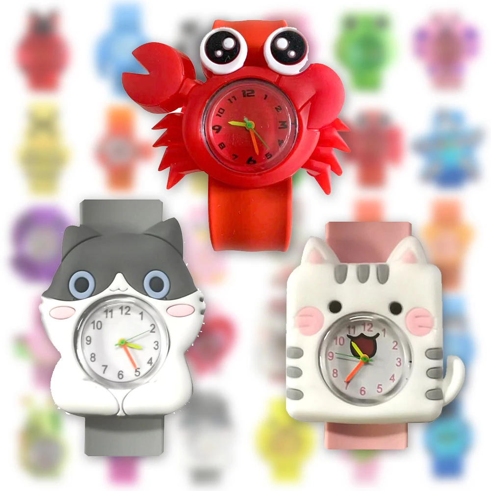 30 Styles Digital Slap Children Kids Watch Cute 3D Cartoon Animal Wrist Watches For Boys Girls Gifts Kids Quartz Wristwatches 4