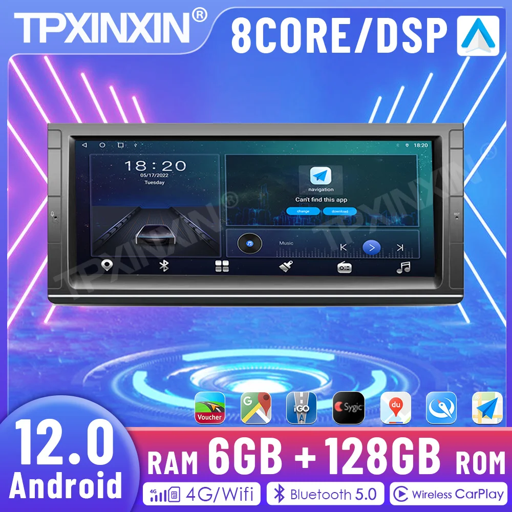 

10.25 inch Android 12.0 6+128GB For BMW E39 Car GPS Navigation Head Unit Auto Stereo Tape Recorder Video Multimedia Player Radio