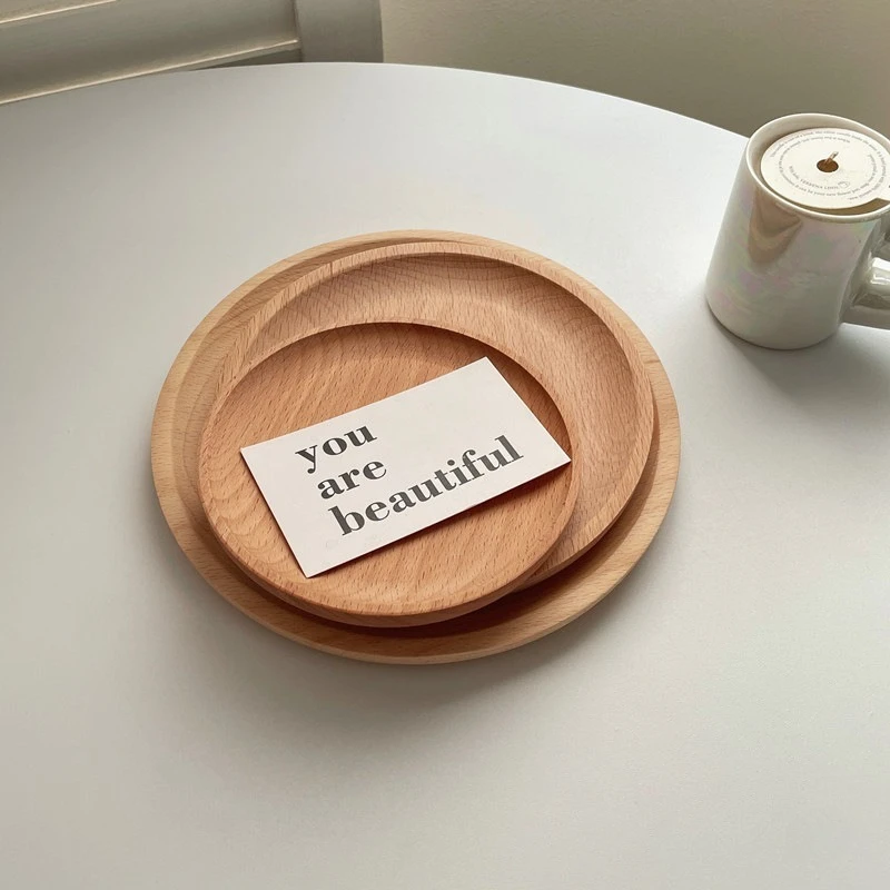 Vassoio in Legno di Grano, Piatto Rotondo per Dessert in Stile Giapponese, Resistente al Calore, per Caffè e Tè - immagine 6