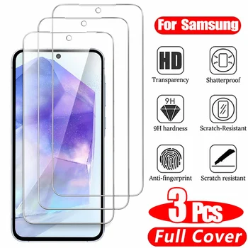 3PCS HD Tempered Glass For Samsung A17 A27 A37 A57 A16 A26 A36 A56 A55 A53 A54 A35 A25 A15 Screen Protector Samsung Galaxy S26 S25 S24 Ultra Cristal Templado S24 FE S23 S22 S21 Plus 1