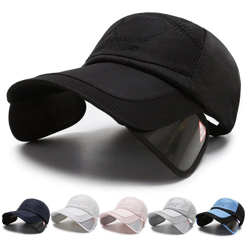 Sun Hat Retractable Wide Brim Fishing Hats UV Protection Breathable  Adjustable Baseball Cap for Beach Golf Running Tennis - AliExpress