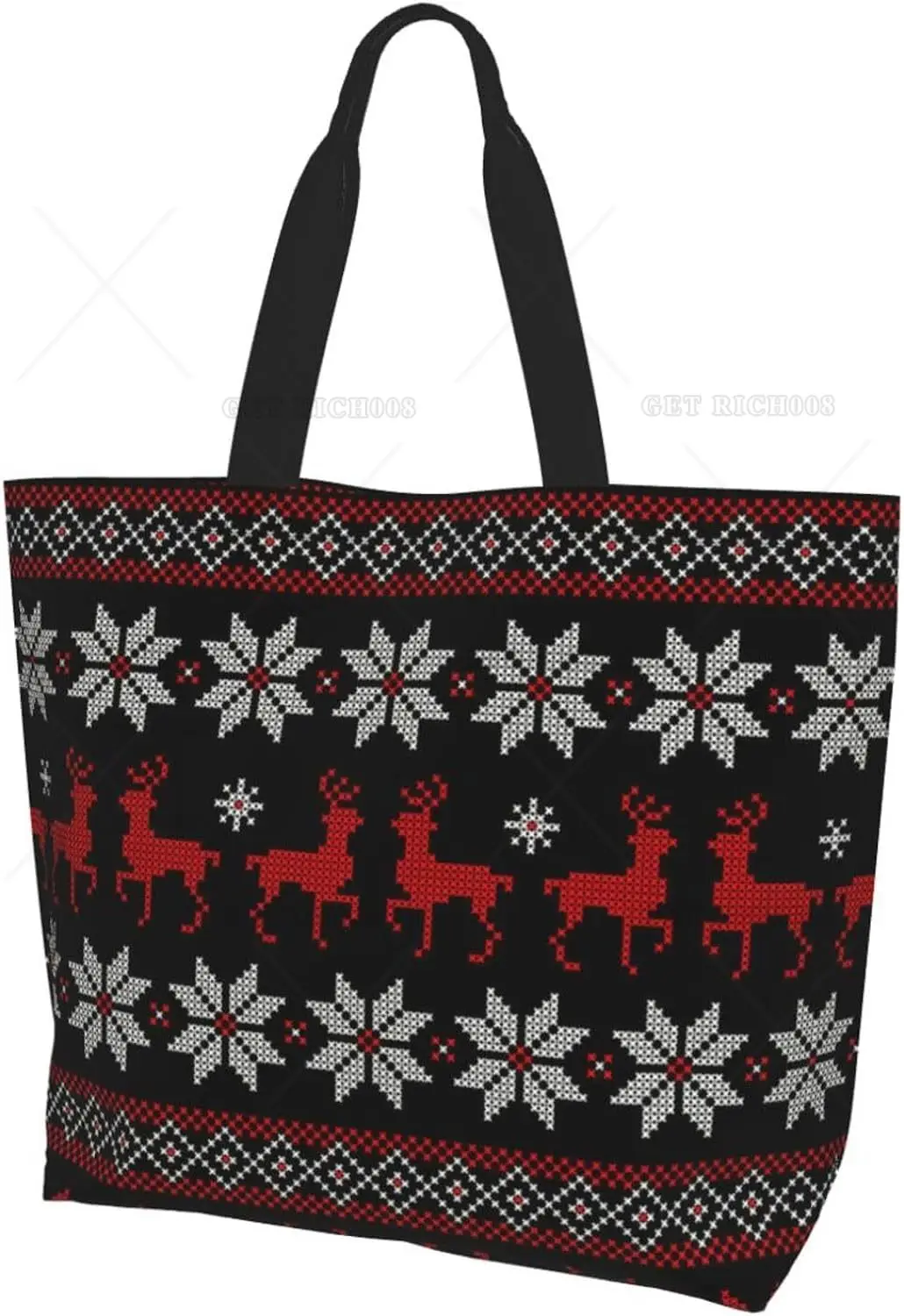 

Cute Christmas Reindeer Snowflake Women Shoulder Bag Large Handbag Tote Bags Purses Work Bag Ladies Weekend Shopping Bag