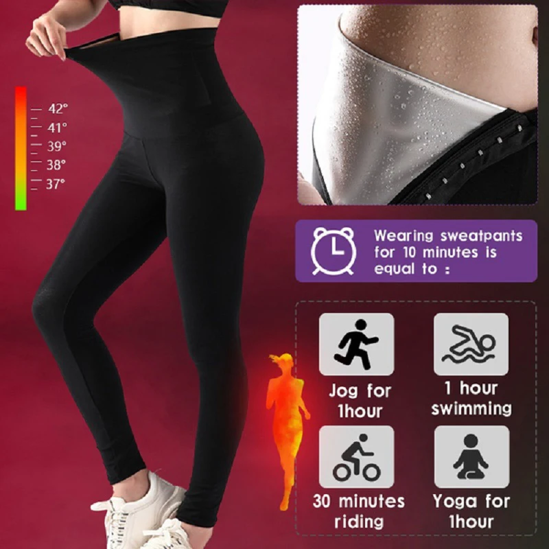 Fashion Womens Sauna Sweat Body Shaper High Waist Slimmer Tights Fitness  Pants Workout Suit Slimming Waist Trainer Weight Loss Shapewear