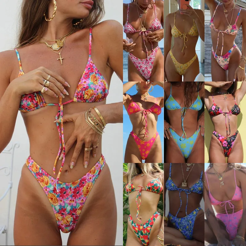 

2022 new spot swimsuit female split triangle cup swimsuit Bikini
