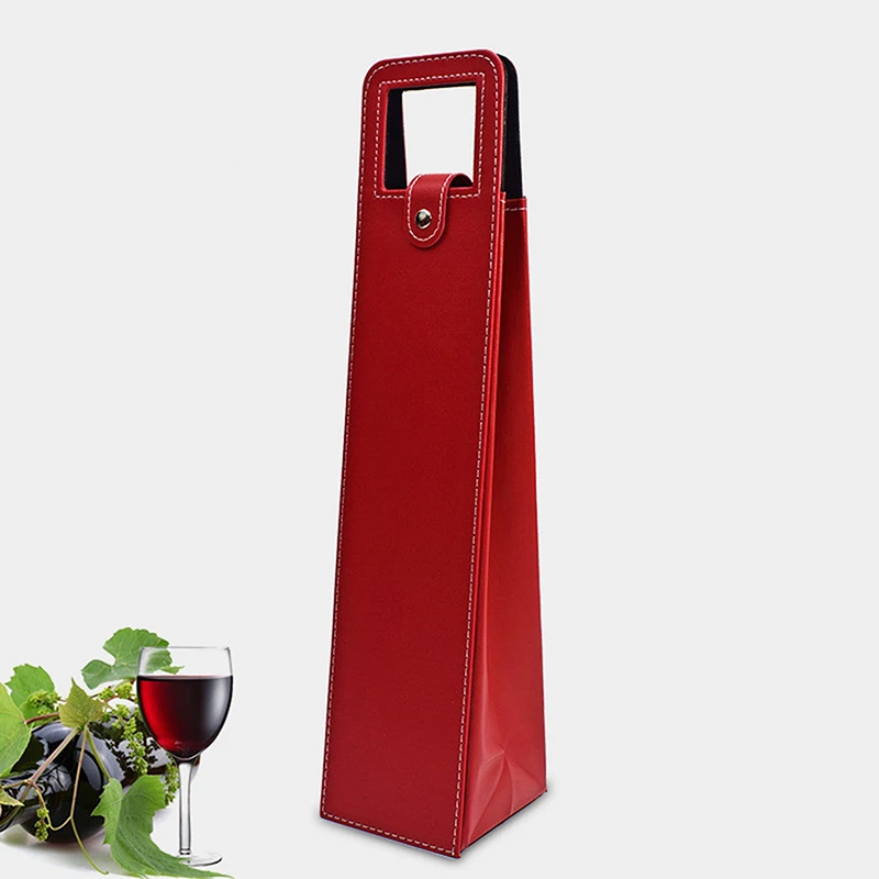 High-Grade PU Leather Wine Gift Box – Elegant Solid Color Single Bottle Carrier Bag for... - SKU LWGB1416 - UGI Packaging