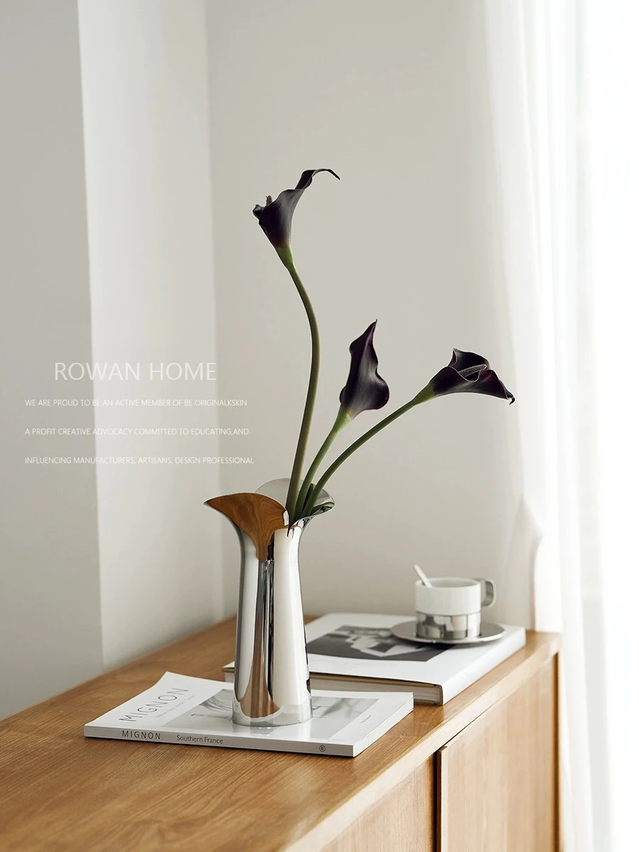 Nordic Luxury Stainless Steel Vase for Decoration Home Large Silver Vase for Room Decor Table Wedding 6